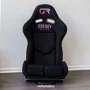 Odesey Recliner - Suede, Pink Stitch & Carbon Back
