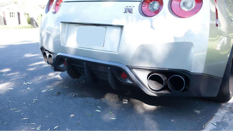 2008-2010 Nissan R35 Gtr Cba Wald Style Rear Bumper Diffuser Addon W/ Brake Light Accessories