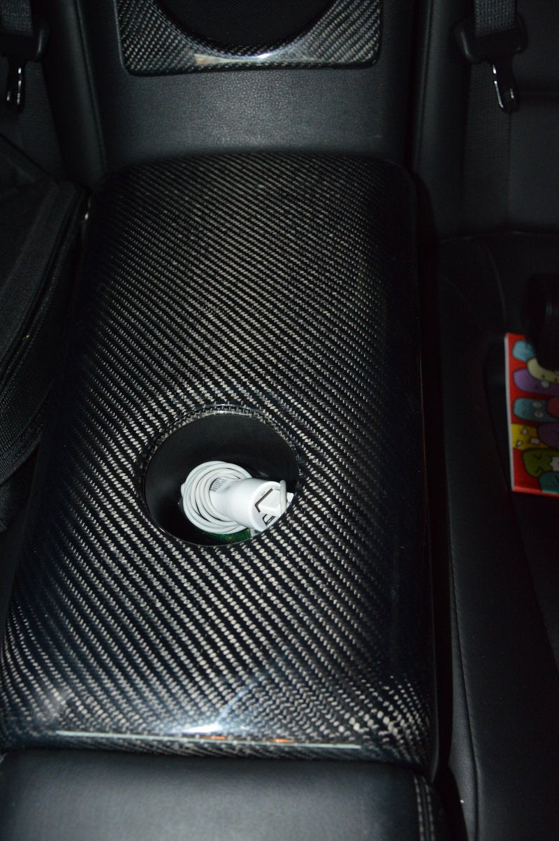 2008-2015 Nissan R35 Gtr Cba Dba Rear Armrest Cup Holder Surround Cover Trim Twill Weave Glossy
