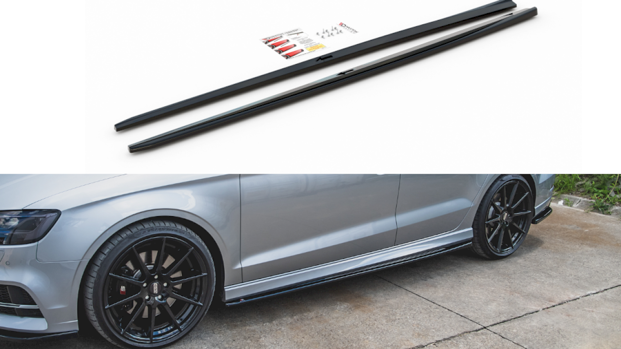 Side Skirts Diffusers V.2 Audi S3 Sedan 8V Facelift (2016-2020)