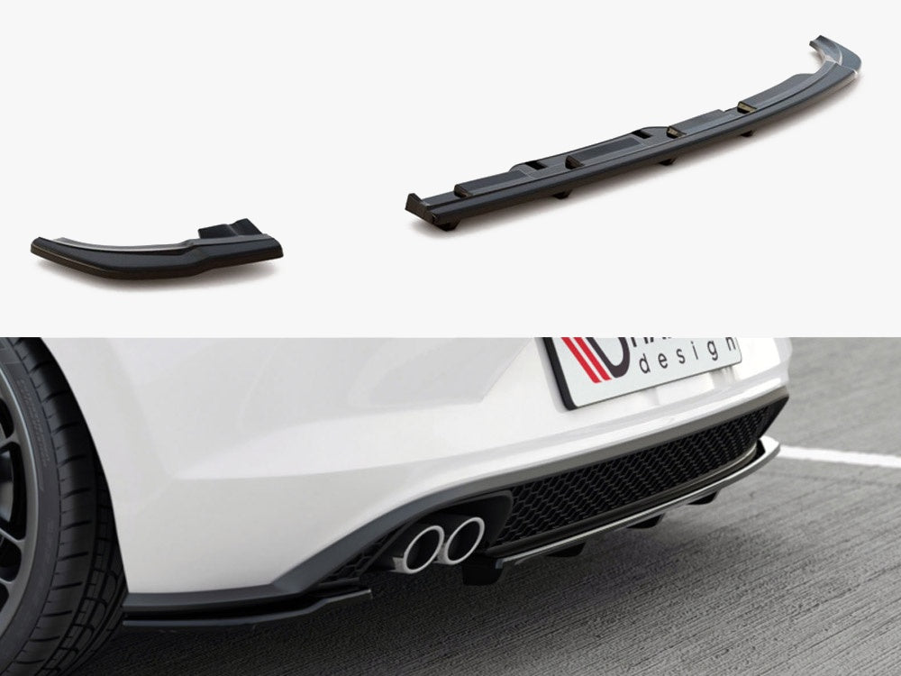Maxton Design Rear Splitter (Vertical Bars) Volkswagen Polo GTI / R-Line Mk6 - Carbon Look