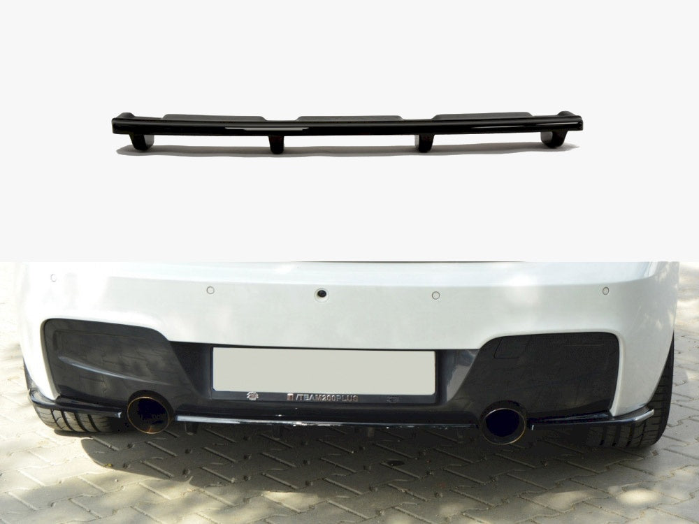 Maxton Design Central Rear Splitter (Vertical Bars) BMW 1 F20 / F21 - Textured