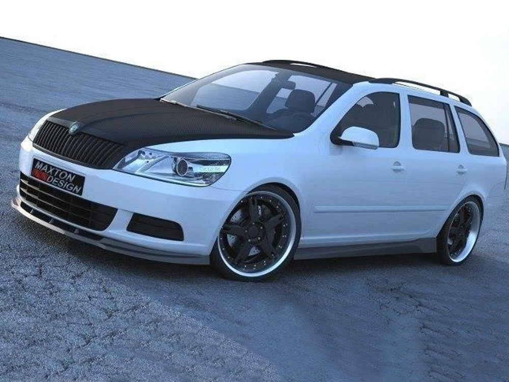 Maxton Design Front Splitter Octavia 2 Facelift Model, Standard Bumper - Carbon Look