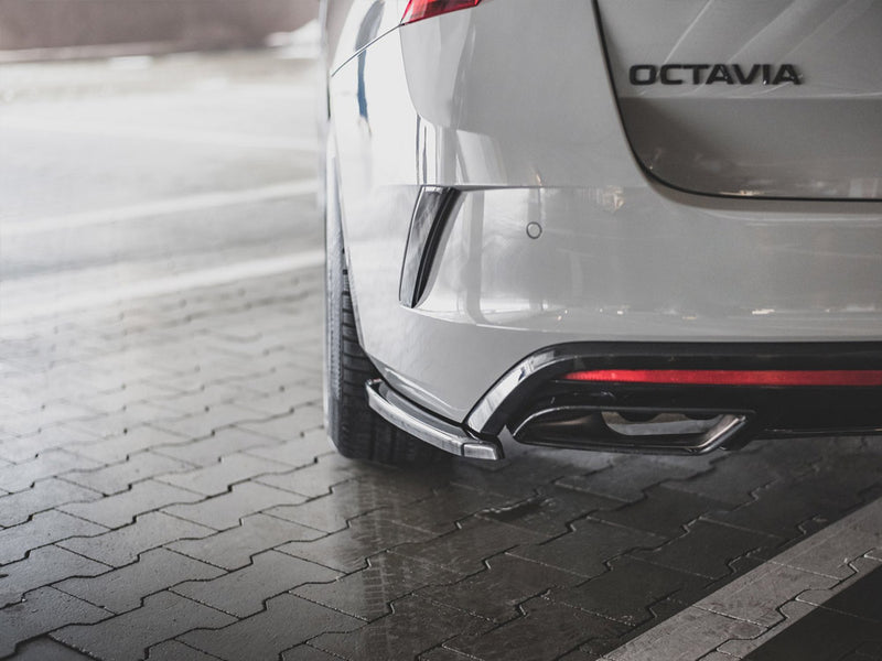 Maxton Design Rear Side Splitters V1 Skoda Octavia RS MK4 (2020-) - Carbon Look