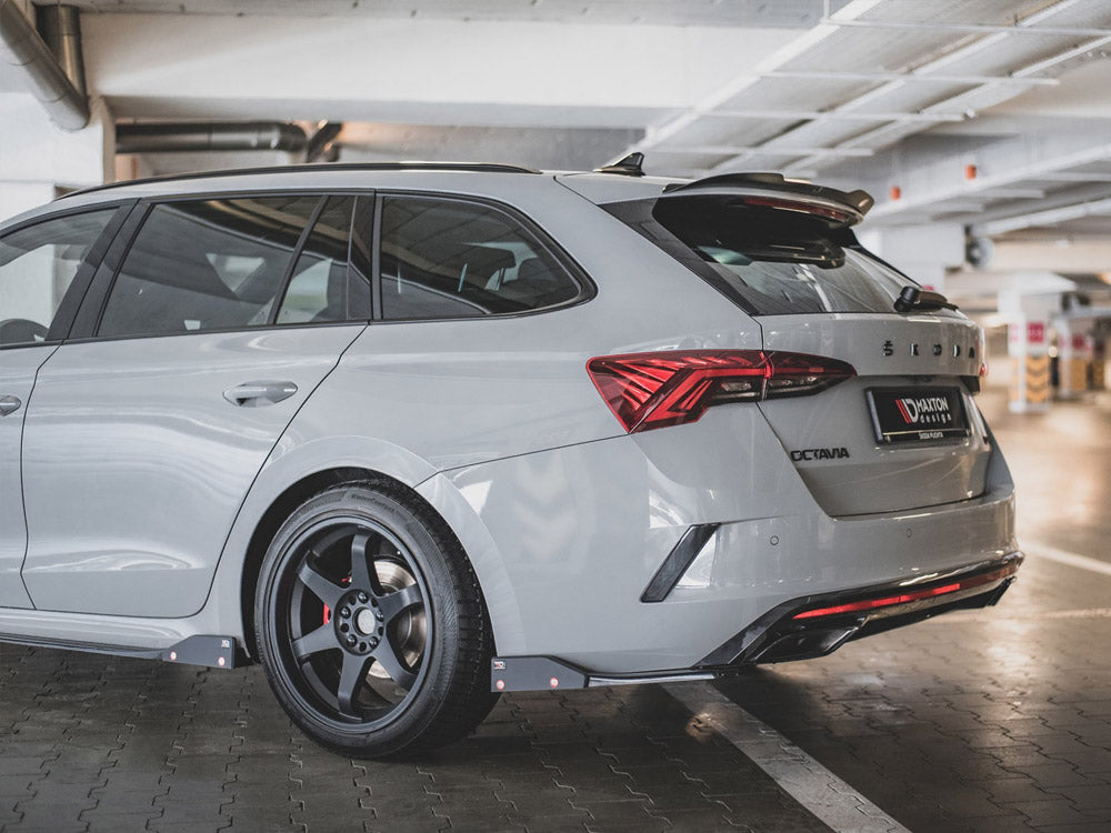 Maxton Design Rear Side Splitters V.2 + Flaps Skoda Octavia RS Estate / Liftback Mk4 / Mk4 Facelift