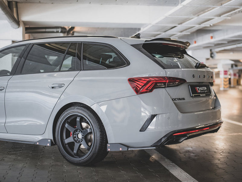 Maxton Design Rear Side Splitters V.2 + Flaps Skoda Octavia RS Estate / Liftback Mk4 / Mk4 Facelift