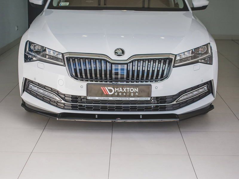 Maxton Design Front Splitter V.2 Skoda Superb MK3 FL (2019-) - Carbon Look