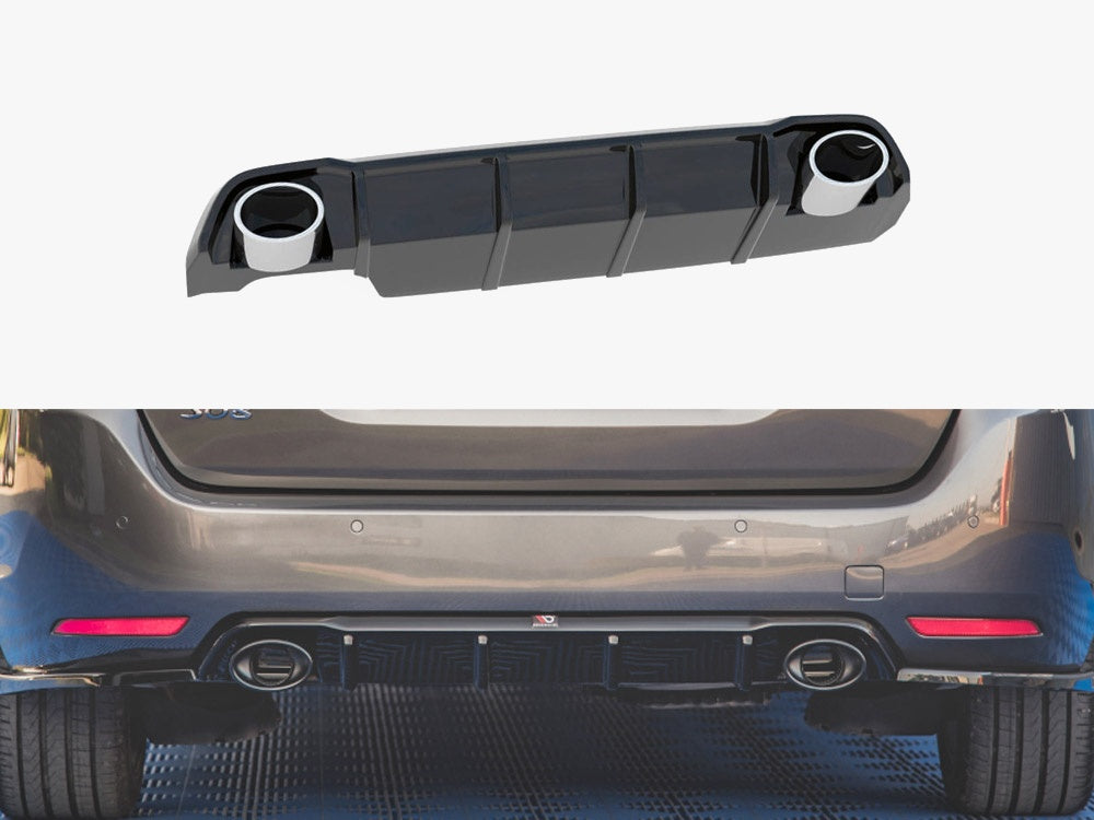 Maxton Design Rear Valance + Exhaust Ends Imitation Peugeot 308 SW Mk2 Facelift