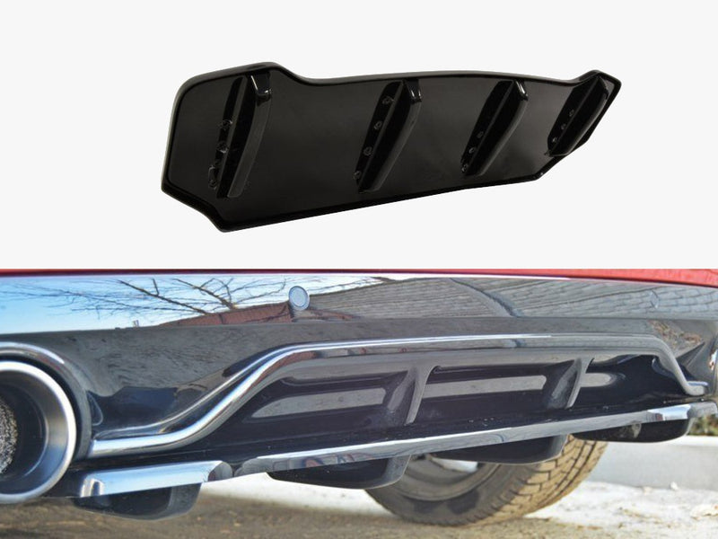 Maxton Design Central Rear Splitter (Vertical Bars) Peugeot 308 II GTI - Textured