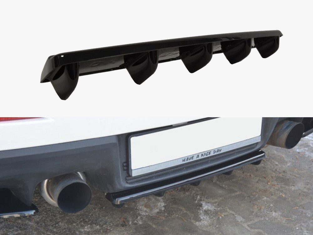 Maxton Design Central Rear Splitter Mitsubishi Lancer EVO X (W/vertical Bars) - Textured