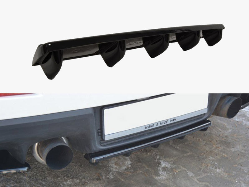 Maxton Design Central Rear Splitter Mitsubishi Lancer EVO X (W/vertical Bars) - Textured