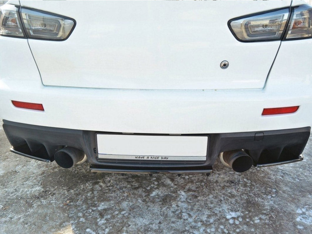 Maxton Design Central Rear Splitter Mitsubishi Lancer EVO X (W/vertical Bars) - Textured