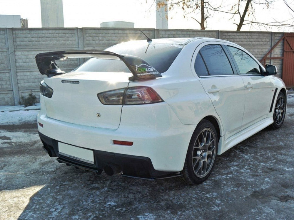 Maxton Design Central Rear Splitter Mitsubishi Lancer EVO X (W/vertical Bars) - Textured