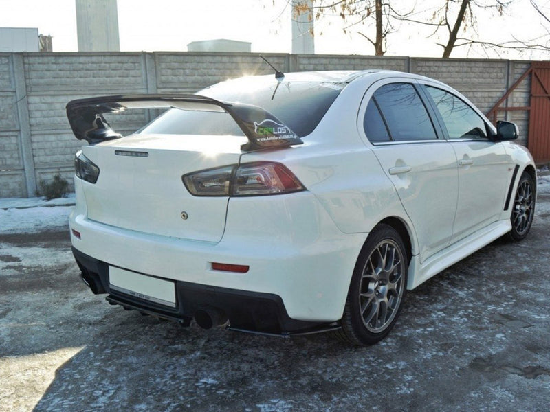 Maxton Design Central Rear Splitter Mitsubishi Lancer EVO X (W/vertical Bars) - Textured