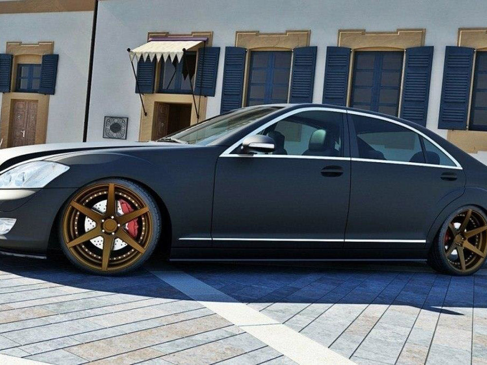 Maxton Design Side Skirts Diffusers Mercedes S-class W221 Long - Textured