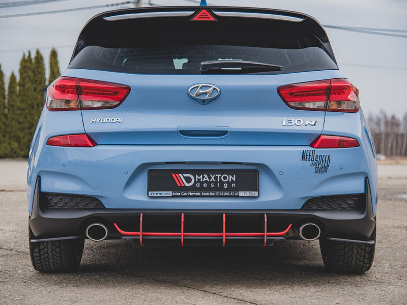 Maxton Design Street PRO Rear Diffuser V.2 Hyundai I30 N Mk3 Hatchback - Black-Red