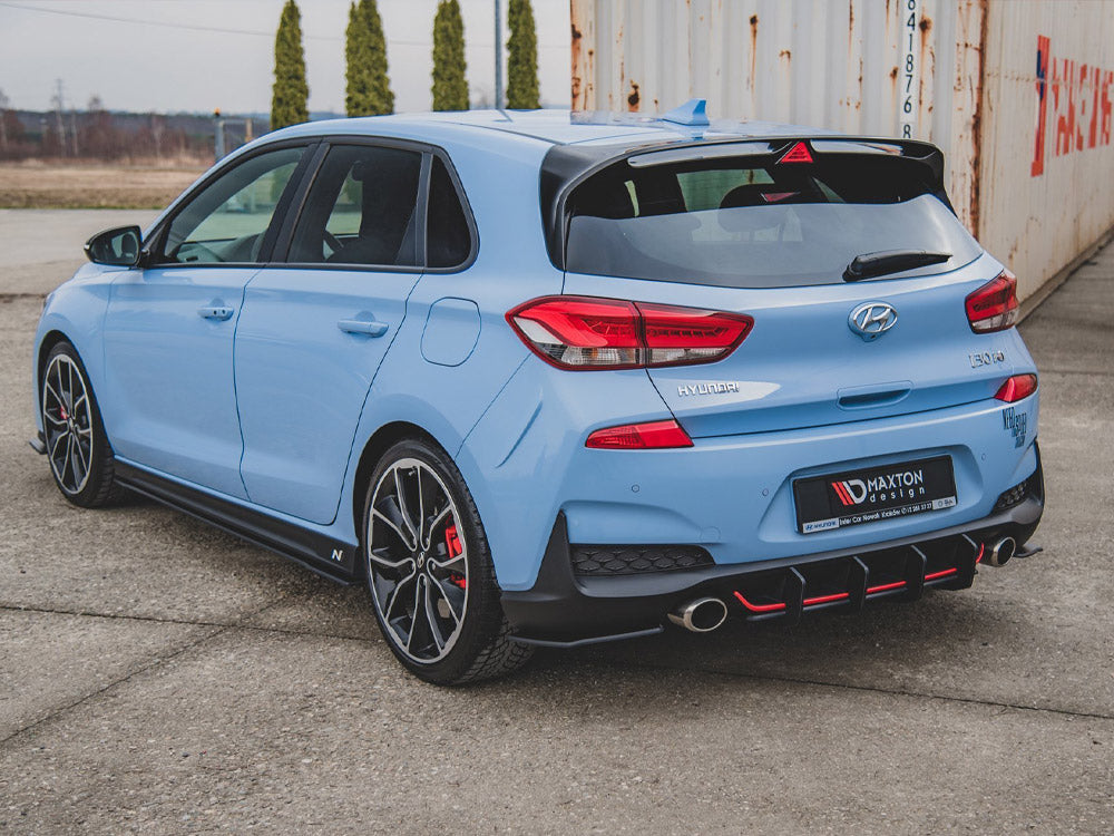 Maxton Design Street PRO Rear Diffuser V.2 Hyundai I30 N Mk3 Hatchback - Black-Red