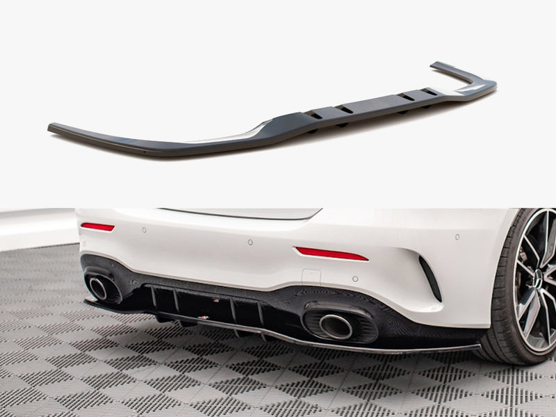 Maxton Design Rear Splitter (Vertical Bars) V.1 Mercedes A 35 AMG Sedan V177 - Carbon Look
