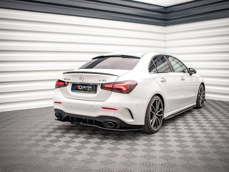 Maxton Design Rear Splitter (Vertical Bars) V.1 Mercedes A 35 AMG Sedan V177 - Textured