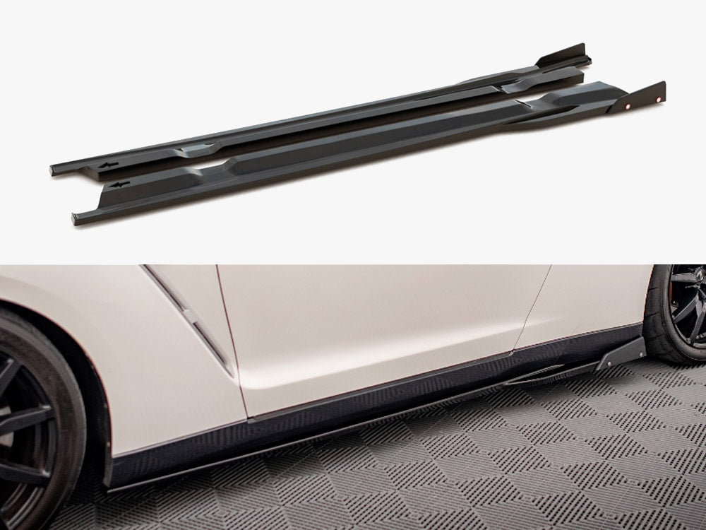 Maxton Design Side Skirts Diffusers + Flaps Nissan GTR R35 1st Facelift