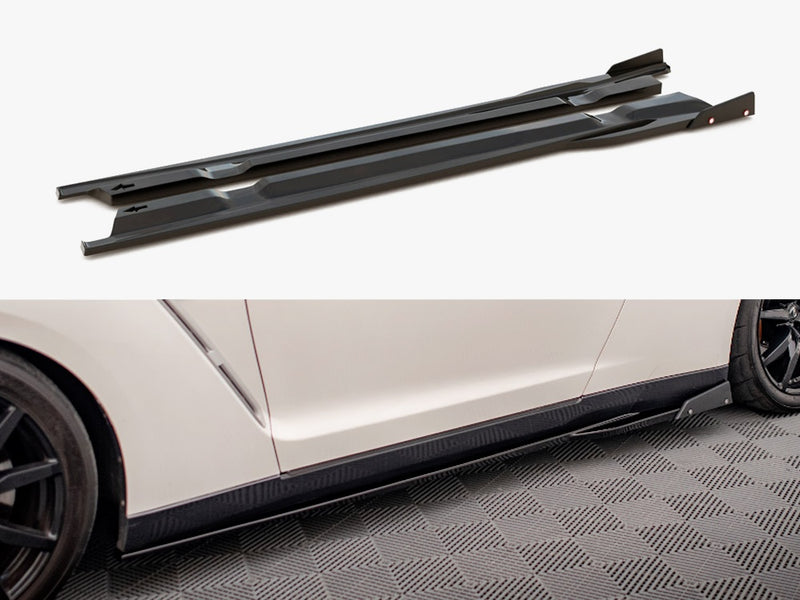 Maxton Design Side Skirts Diffusers + Flaps Nissan GTR R35 1st Facelift