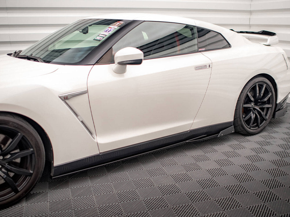 Maxton Design Side Skirts Diffusers + Flaps Nissan GTR R35 1st Facelift