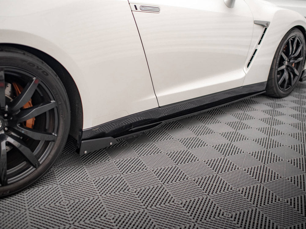 Maxton Design Side Skirts Diffusers + Flaps Nissan GTR R35 1st Facelift