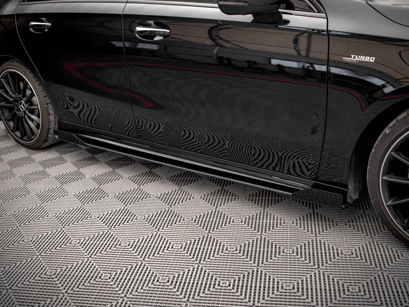 Maxton Design Street PRO Side Skirts Diffusers + Flaps Mercedes A35 AMG / AMG-Line Aero Pack W177