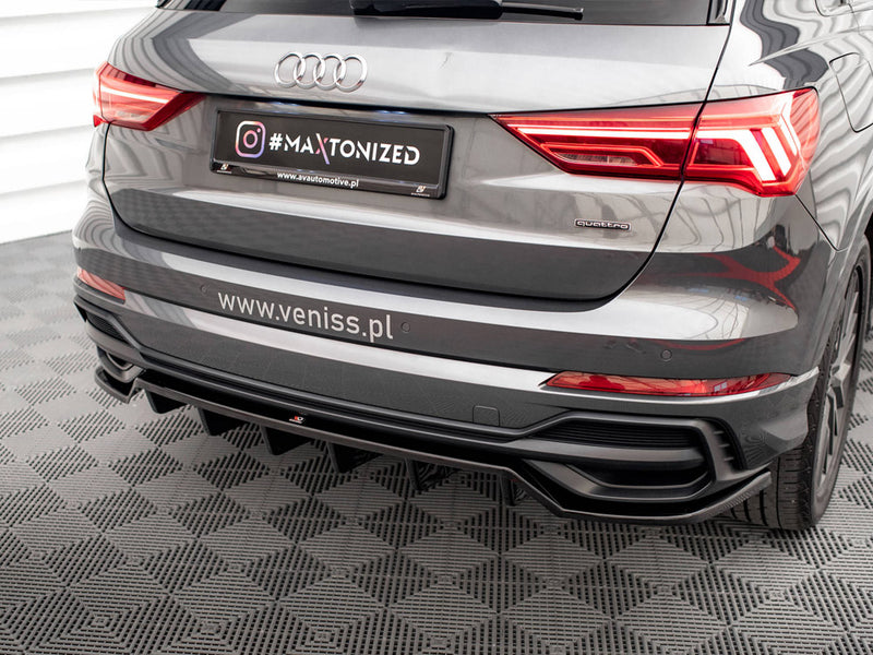 Maxton Design Rear Splitter (Vertical Bars) Audi Q3 S-Line SUV F3