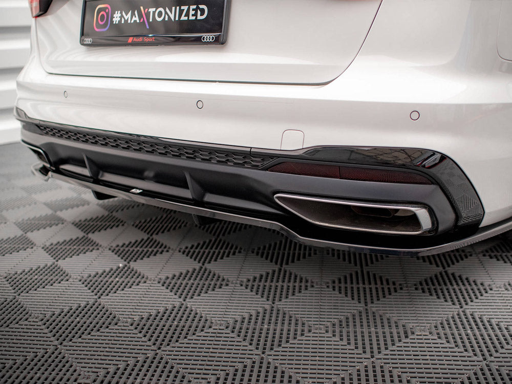 Maxton Design Central Rear Splitter (Vertical Bars) Audi A4 S-Line B9 Facelift