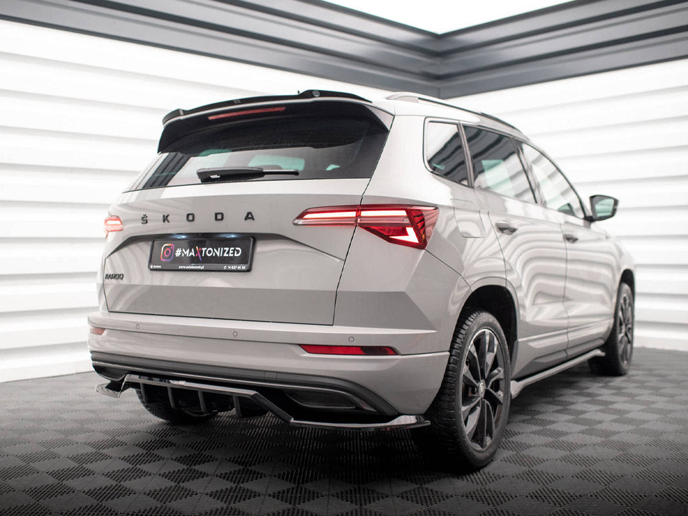 Maxton Design Rear Splitter (Vertical Bars) Skoda Karoq Sportline Mk1 Facelift - Carbon Look