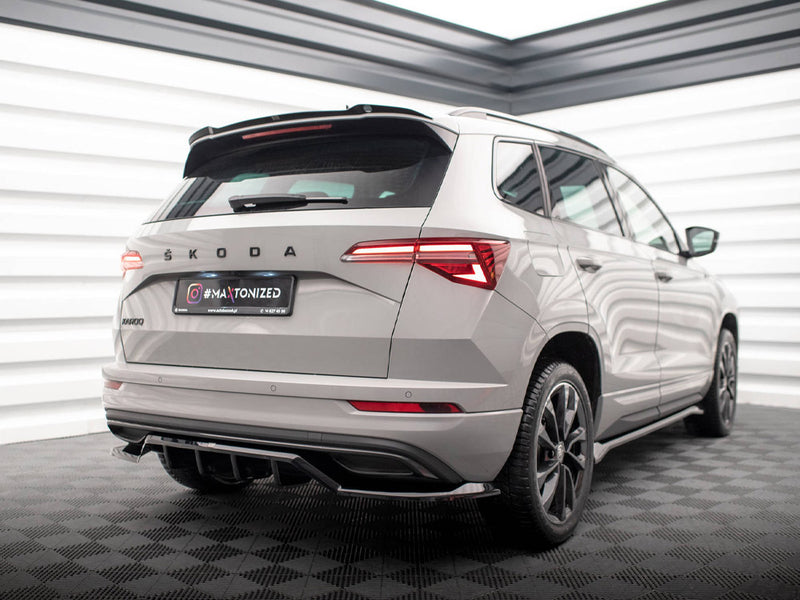 Maxton Design Rear Splitter (Vertical Bars) Skoda Karoq Sportline Mk1 Facelift - Carbon Look