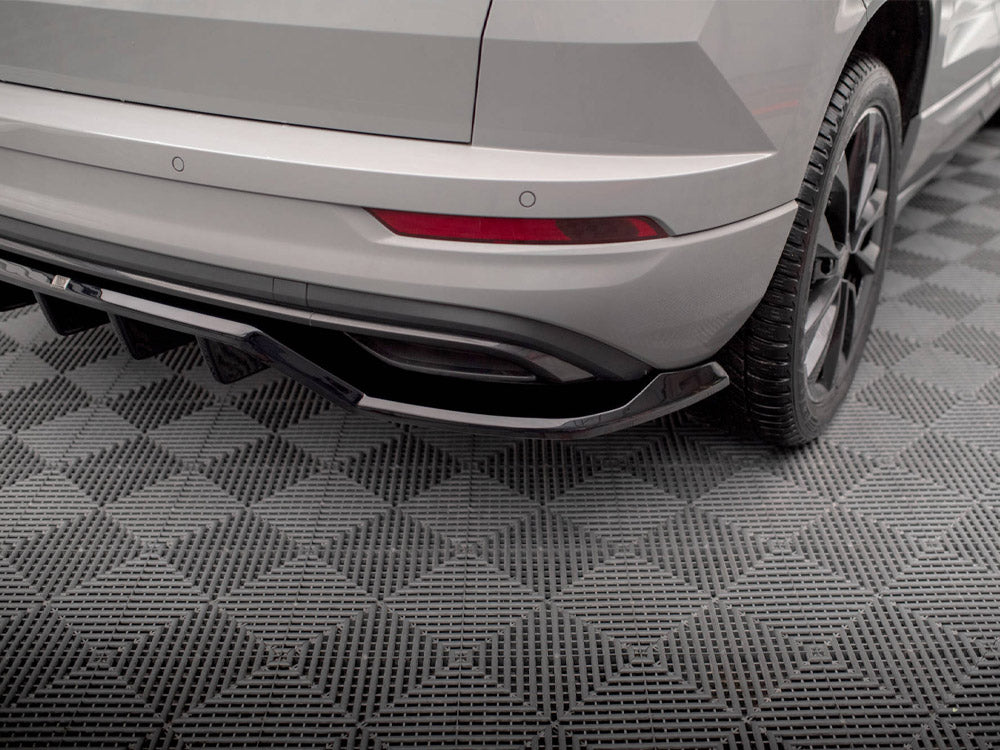Maxton Design Rear Splitter (Vertical Bars) Skoda Karoq Sportline Mk1 Facelift - Carbon Look