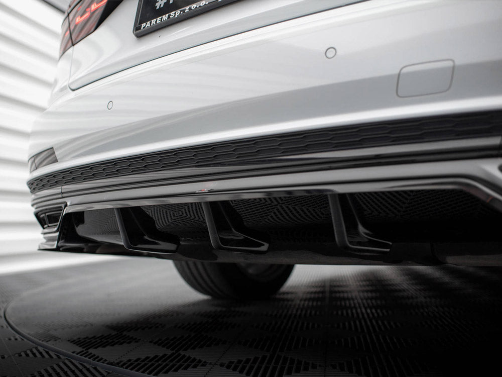 Maxton Design Central Rear Splitter (Vertical Bars) Audi A8 S-Line D5