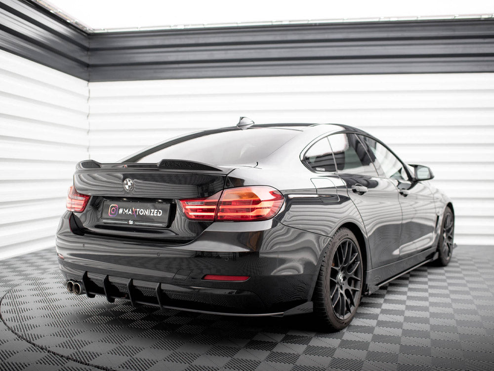 Maxton Design Street PRO Rear Diffuser + Flaps BMW 4 Gran Coupe F36 - Black-Red + Gloss Flaps