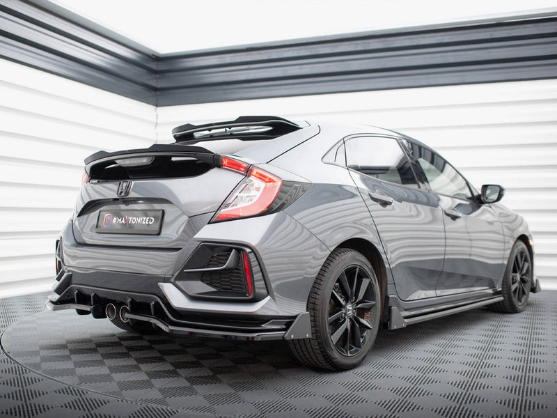 Maxton Design Rear Splitter V.1 (Vertical Bars) + Flaps Honda Civic Sport Mk10 Facelift