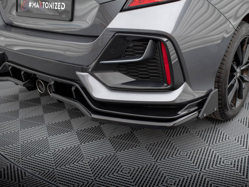 Maxton Design Rear Splitter V.1 (Vertical Bars) + Flaps Honda Civic Sport Mk10 Facelift