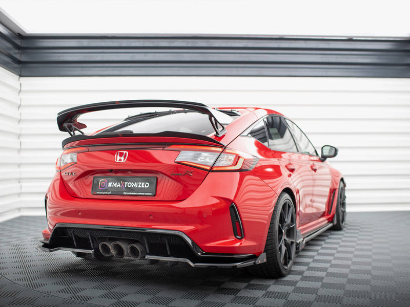 Maxton Design Central Rear Splitter (Vertical Bars) V.1 + Flaps Honda Civic Type-R Mk 11
