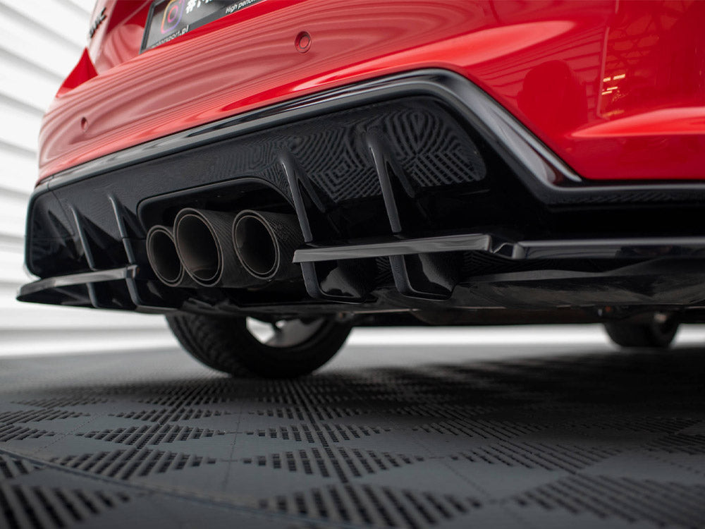 Maxton Design Central Rear Splitter (Vertical Bars) V.1 + Flaps Honda Civic Type-R Mk 11