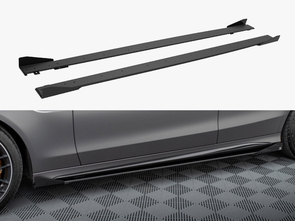 Maxton Design Street PRO Side Skirts Diffusers + Flaps Mercedes-AMG C63 Sedan / Estate W205 Facelift