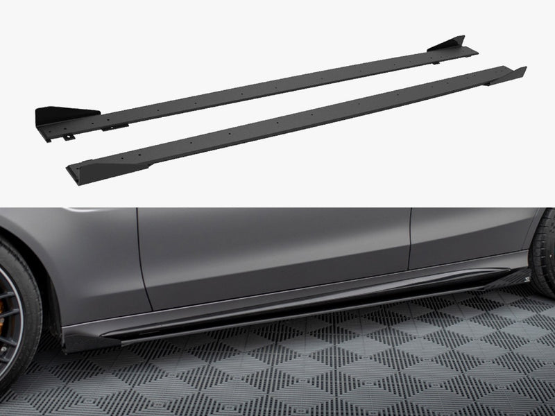Maxton Design Street PRO Side Skirts Diffusers + Flaps Mercedes-AMG C63 Sedan / Estate W205 Facelift