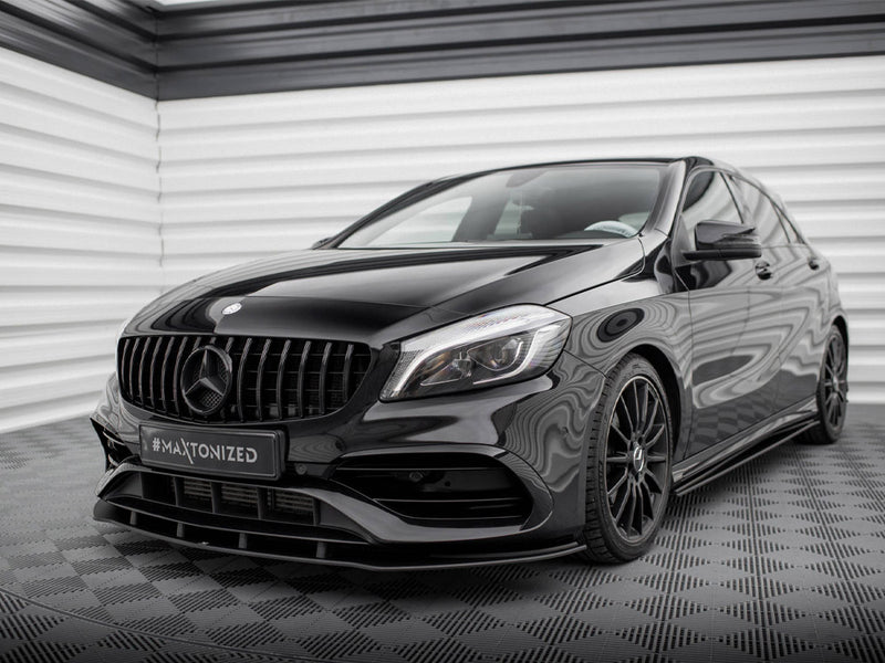 Maxton Design Street PRO Front Splitter Mercedes-Benz A AMG-Line W176 Facelift - Black-Red