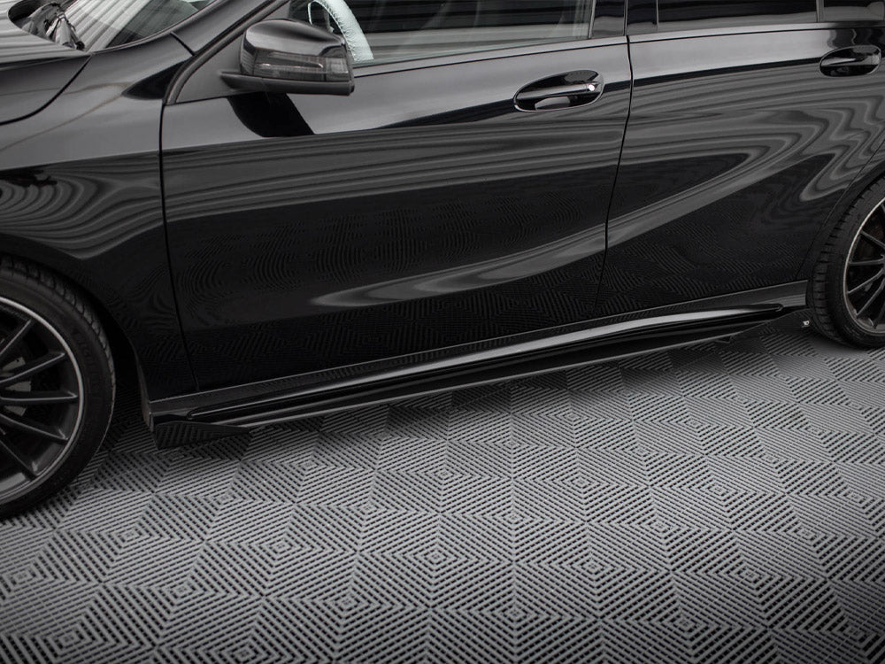 Maxton Design Street PRO Side Skirts Diffusers + Flaps Mercedes-Benz A AMG-Line W176 Facelift - Black-Red + Gloss Flaps