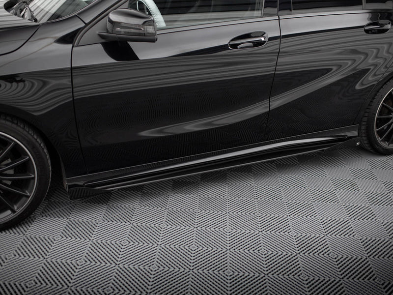 Maxton Design Street PRO Side Skirts Diffusers + Flaps Mercedes-Benz A AMG-Line W176 Facelift - Black-Red + Gloss Flaps