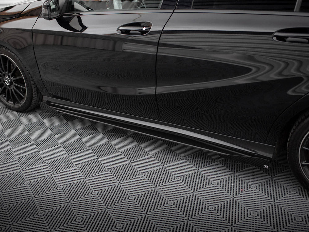 Maxton Design Street PRO Side Skirts Diffusers + Flaps Mercedes-Benz A AMG-Line W176 Facelift - Black-Red + Gloss Flaps