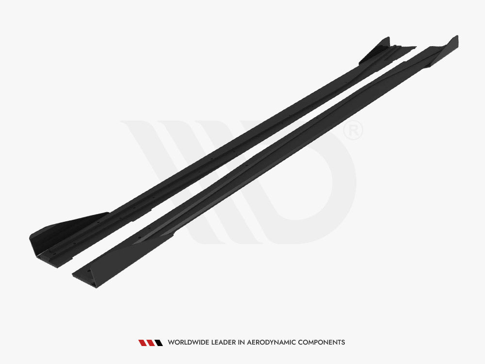 Maxton Design Street PRO Side Skirts Diffusers + Flaps Mercedes-Benz A AMG-Line W176 Facelift - Black-Red + Gloss Flaps