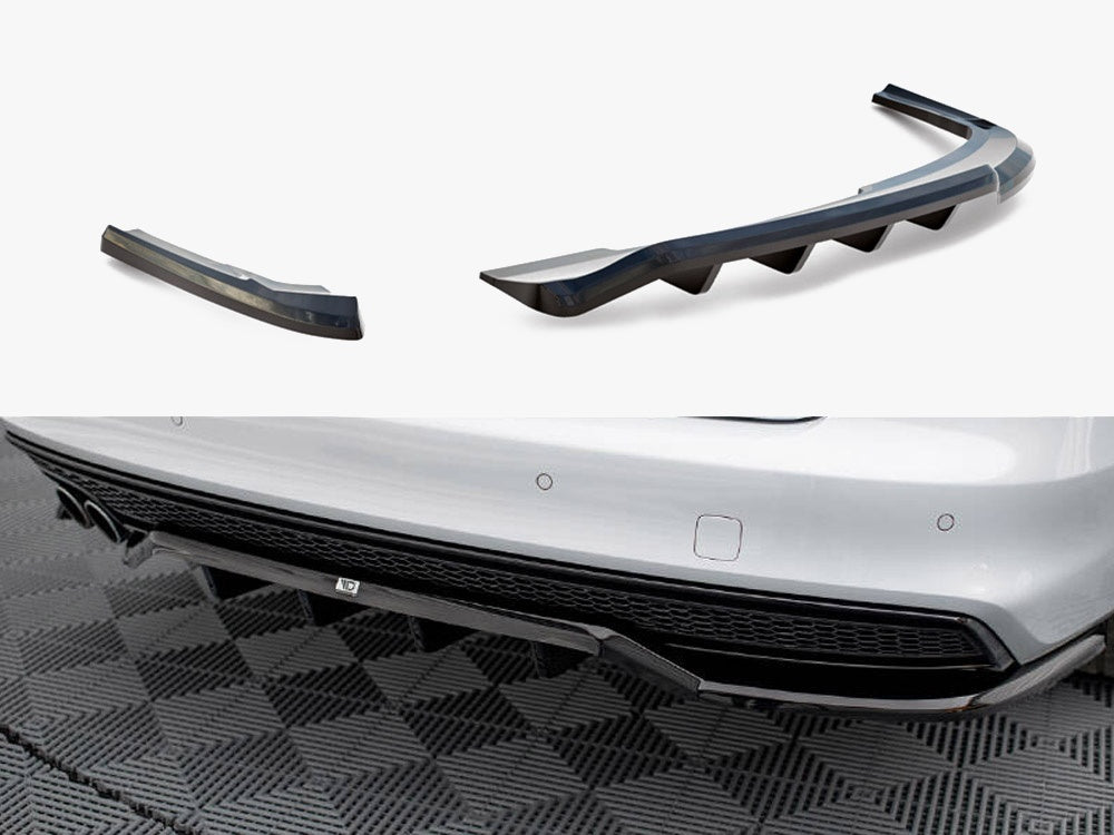 Maxton Design Central Rear Splitter (Vertical Bars) Audi A4 Competition B8 Facelift