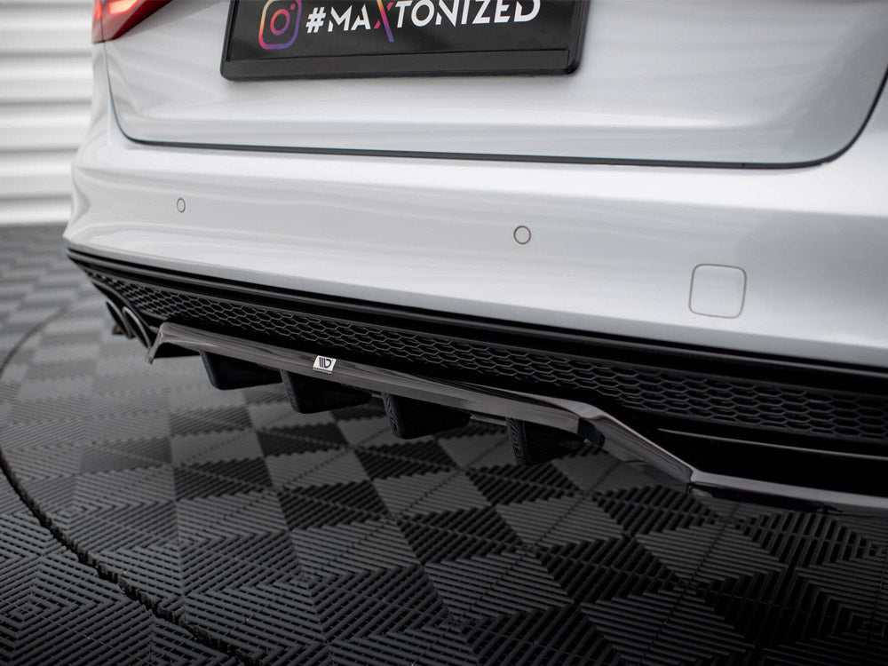 Maxton Design Central Rear Splitter (Vertical Bars) Audi A4 Competition B8 Facelift