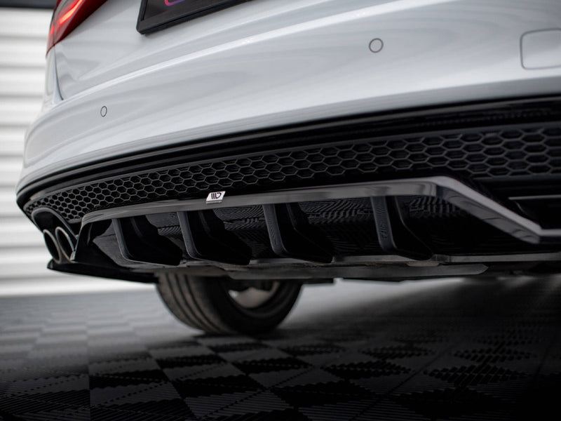 Maxton Design Central Rear Splitter (Vertical Bars) Audi A4 Competition B8 Facelift