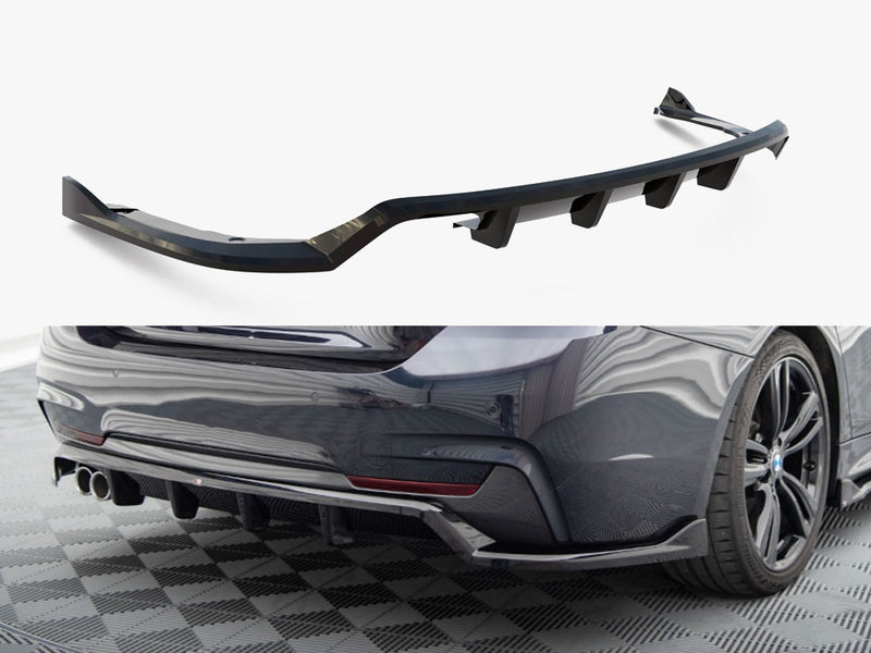 Maxton Design Central Rear Splitter (Vertical Bars) BMW 4 Coupe / Gran Coupe / Cabrio M-Pack F32 / F36 / F33